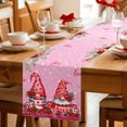 thumbnail image 5 of Red Gnomes Table Runner - 48 Inch Long Valentine's Day Love Roses Leaves Ombre Pink Cotton and Linen Blended Dress Scarves Farmhouse Table Runner for Kitchen Dining, Coffee Table, 13" x 48", 5 of 8