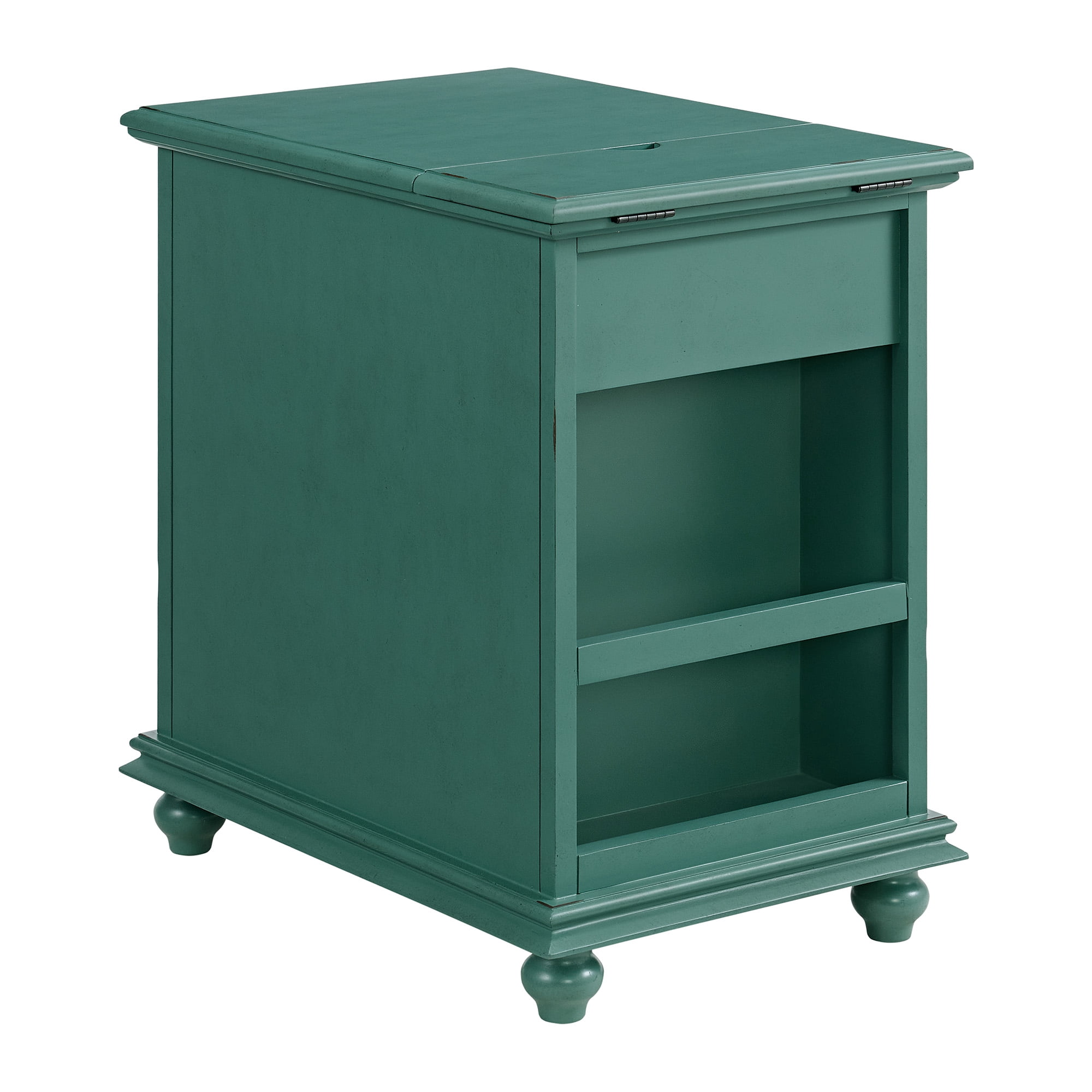 Martin Svensson Home Elegant Chairside Table with Power, Antique Teal