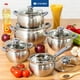 thumbnail image 2 of Juego de utensilios de cocina de inducción Daniks Modern de 11 piezas de acero inoxidable: cacerola apta para lavavajillas, ollas con asas resistentes al calor, tapas de vidrio y sartén con tapa, colo, 2 of 5
