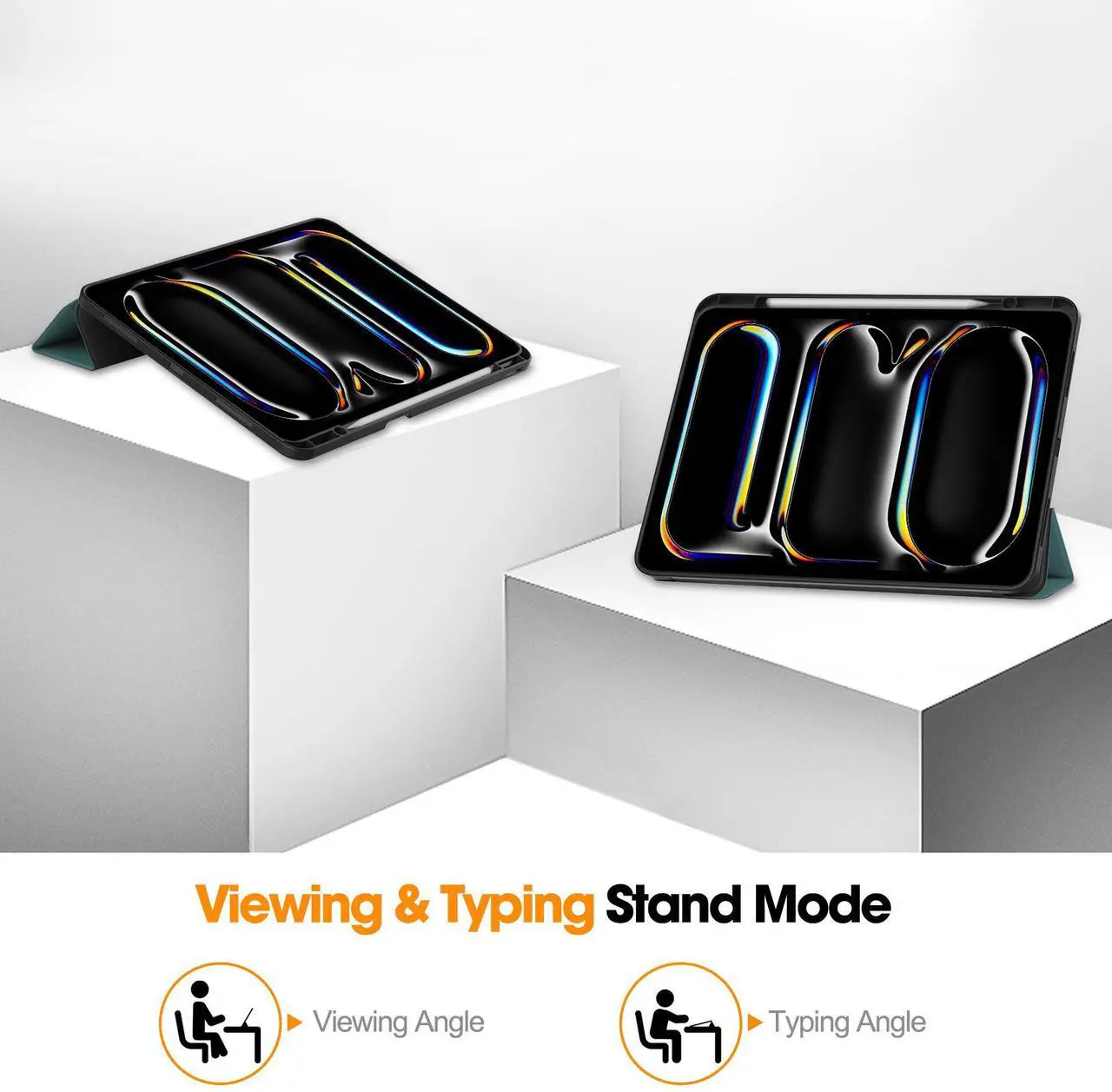 Case for iPad Pro 13 Inch M4 2024 A2925 A2926 A3007, Slim Smart Stand Cover Protective Cover with Pencil Holder, Stand, Universal Stylus Pen,Support Apple Pencil Charging + Auto Wake/Sleep