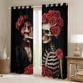 thumbnail image 2 of Homewish Gothic Skeleton Blackout Curtains Set of 2 (52x84 Each) for Female Men Adults,Valentine's Day Window Curtains,Chic Floral Rose Curtains and Drapes,Lightweight Room Decor, 2 of 6