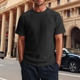 thumbnail image 3 of Camiseta de manga corta de punto para hombre - Color liso, diseño acanalado, deportiva informal - S-XXL, 3 of 6