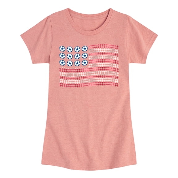 Instant Message - Soccer Ball American Flag Fitted Short Sleeve Graphic T-Shirt