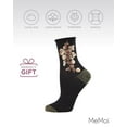 thumbnail image 6 of MeMoi Gilded Roses Metallic Floral Cotton Blend Crew Socks - Womens - Female, One Size, Black, 6 of 7