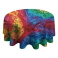 thumbnail image 4 of Colorful Tie Dye Pattern Round Tablecloth 60"x60",Wrinkle Wipeable Table Cloth for Kitchen Dining Room Picnic Patio Party, 4 of 6