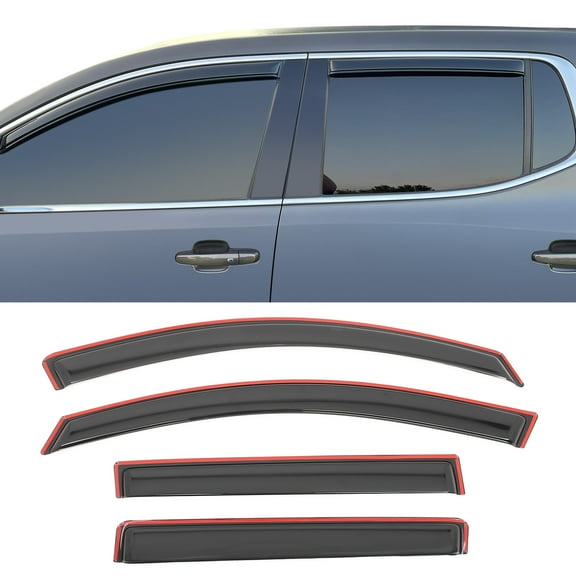 Ikon Motorsports In-Channel Window Visors for 2017-2023 GMC Acadia Smoke Acrylic Rain Guards Side Door Wind Deflectors 4PCS