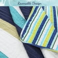thumbnail image 4 of Aquamarine Stripe Patchwork Navy Blue Green Star Dot Cotton Twin Reversible Quilt Bedding Set, 4 of 6