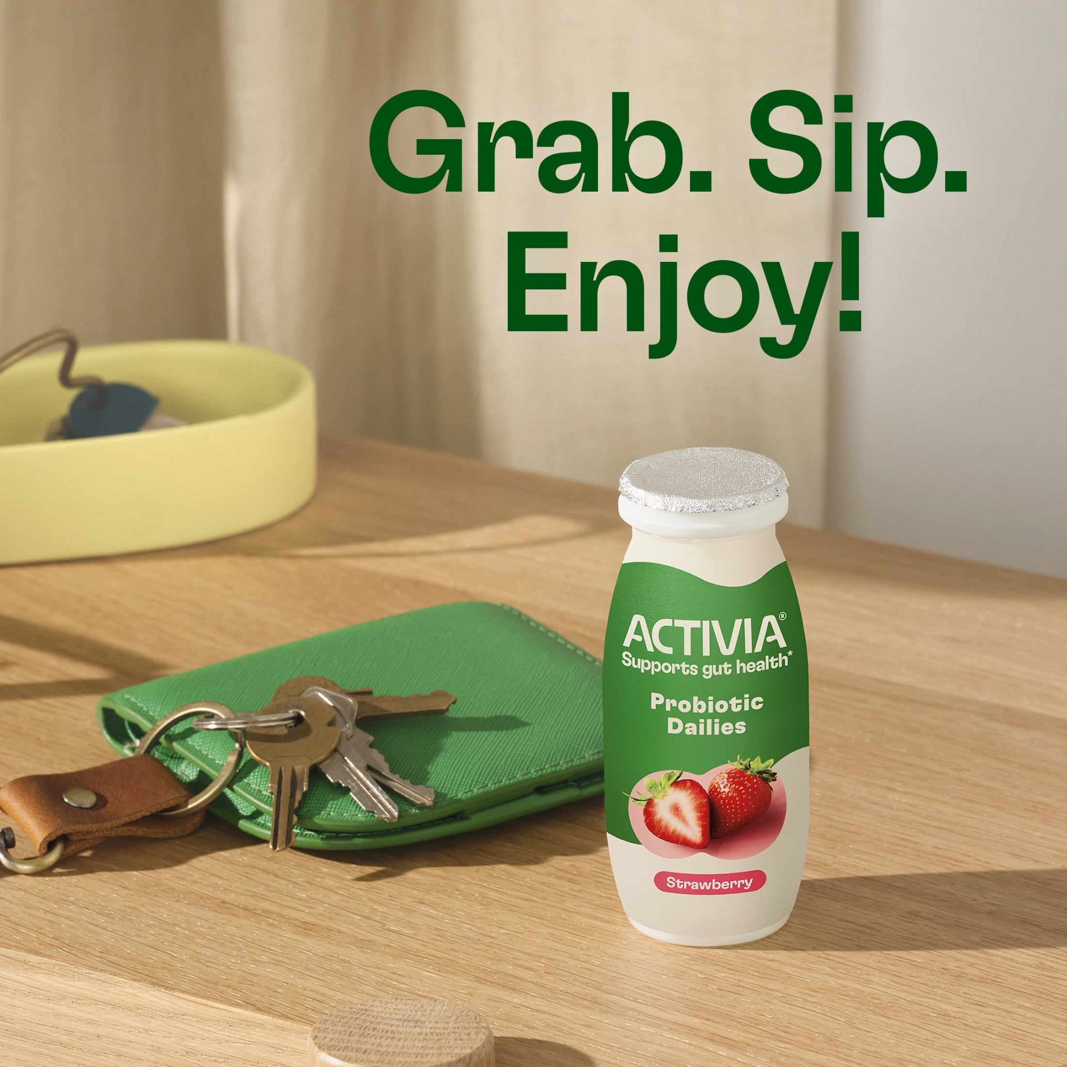 Activia Probiotic Dailies Strawberry Low Fat Probiotic Yogurt Drinks, Helps Support Gut Health, 3.1 fl oz, 8 Count