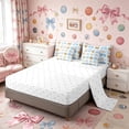 thumbnail image 4 of Meiyoeat Cute Baseball Bow Queen Bedding 7pcs, Sport Glove Print Bedding Comforter Set Queen for Bedroom, Blue White, 4 of 6