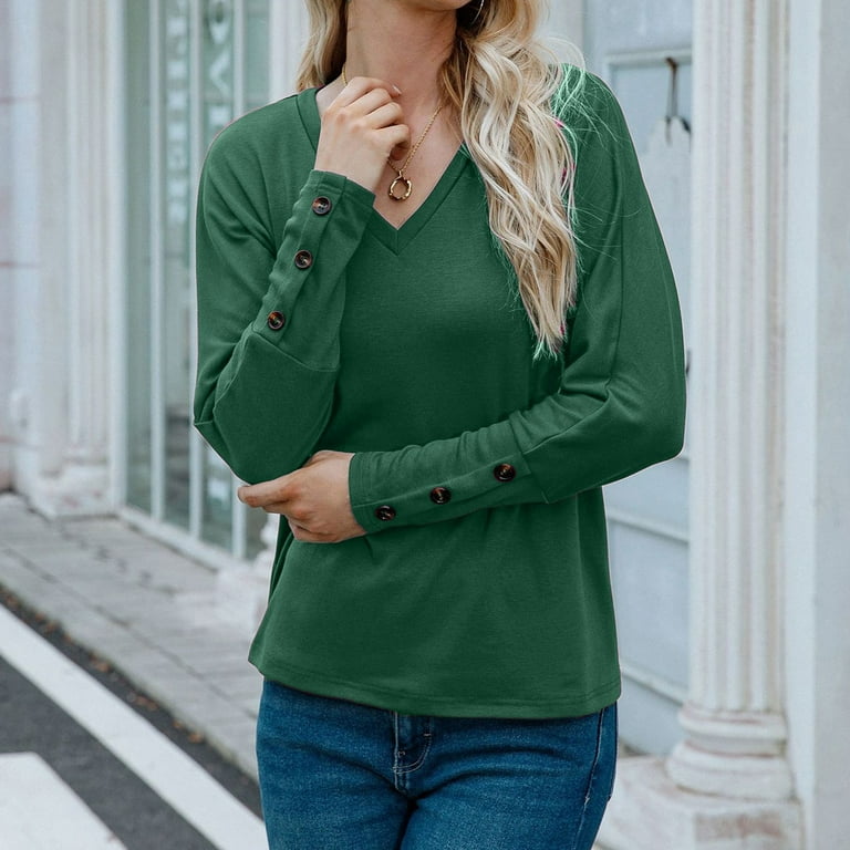 EHQJNJ Female Tops to Wear with Leggings Multicolor Blouses Women Long  Sleeve Loose Casual Puff Sleeve V Neck Latest Chiffon Tops Blouses Double  Lined Short Sleeve Top Neon Tops for Women 