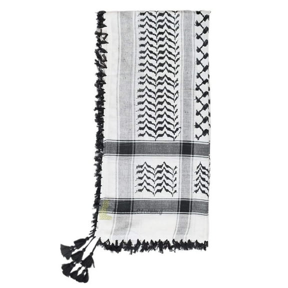 White  Black Cotton Arab Keffiyeh Scarf Hijab