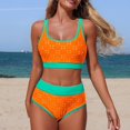 thumbnail image 2 of NMMUED Women's High Waisted Bikini Sets Sporty Two Piece Swimsuits Color Block Bathing Suits Full Coverage Bikini, 2 of 7