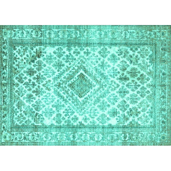 Ahgly Company Machine Washable Indoor Rectangle Persian Turquoise Blue Traditional Area Rugs, 2' x 4'