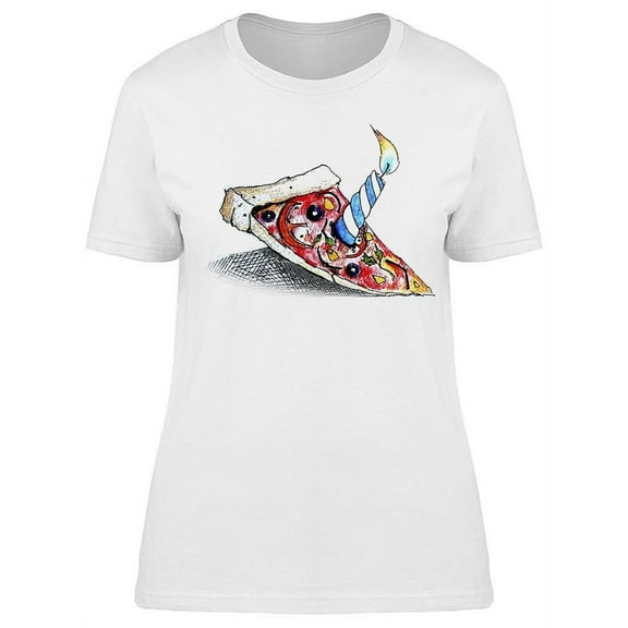 Greeting Pizza With A Candle T-Shirt Women -Image by Shutterstock, Female Medium