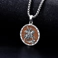 thumbnail image 2 of Dorunmo St George Wooden Necklace for Men 925 Sterling Silver Saint George and Dragon Pendant Patron Saint Medal Christmas Jewelry Gifts, 2 of 6