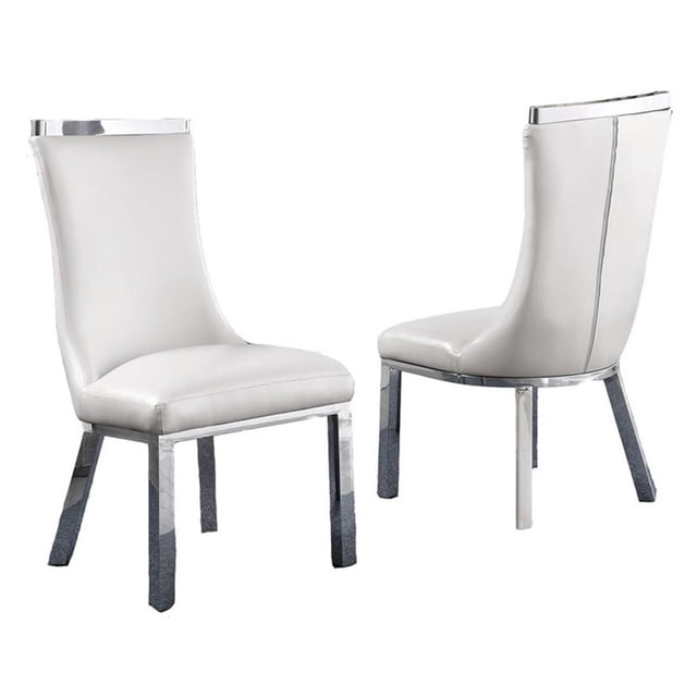 Chaises de Salle à Manger Rembourrées en Similicuir Blanches avec Acier Inoxydable