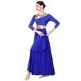 thumbnail image 4 of IDOPIP Women Metallic Patchwork Liturgical Praise Dance Dress Asymmetric Hemline Lyrical Dancewear, 4 of 8