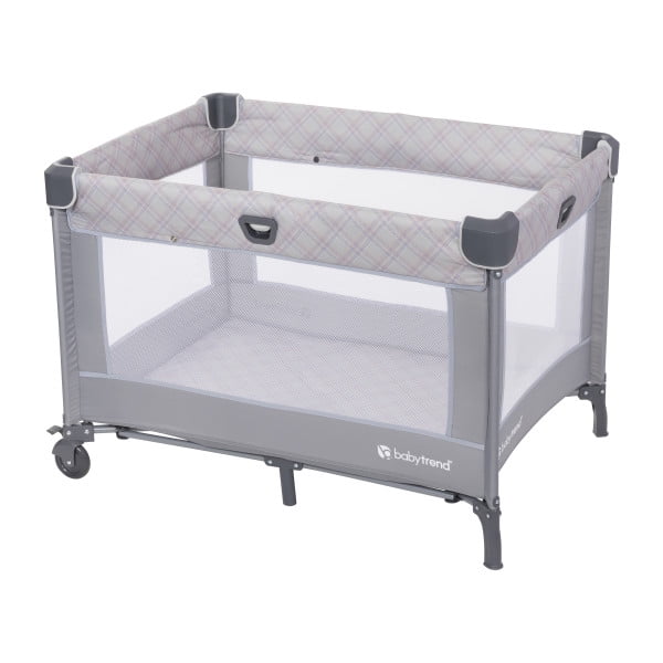 Baby Trend Nursery Den Playard with Dome Napper, Changing Table & Diaper Stacker in Madrid Plaid