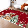 thumbnail image 3 of Christmas Cat Area Rug 2.7x5ft Winter Snowflake Xmas Tree Poinsettia Red Non-Slip Washable Square Rugs Soft Felt Indoor Floor Mat for Bedroom Kitchen Living Room Bathroom, 3 of 8