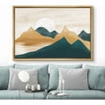 thumbnail image 2 of PixonSign Framed Canvas Print Wall Art Set Teal Tan Mountain Range Valley Nature Wilderness Illustrations Modern Art Farmhouse/Country Landscape - 16"x24" Natural, 2 of 5