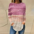 thumbnail image 2 of WREESH Womens Fashion Tunic Tops Loose Round Neck Printed Blouses Long Sleeve T-Shirts Tops Pullover Hot Pink, 2 of 5