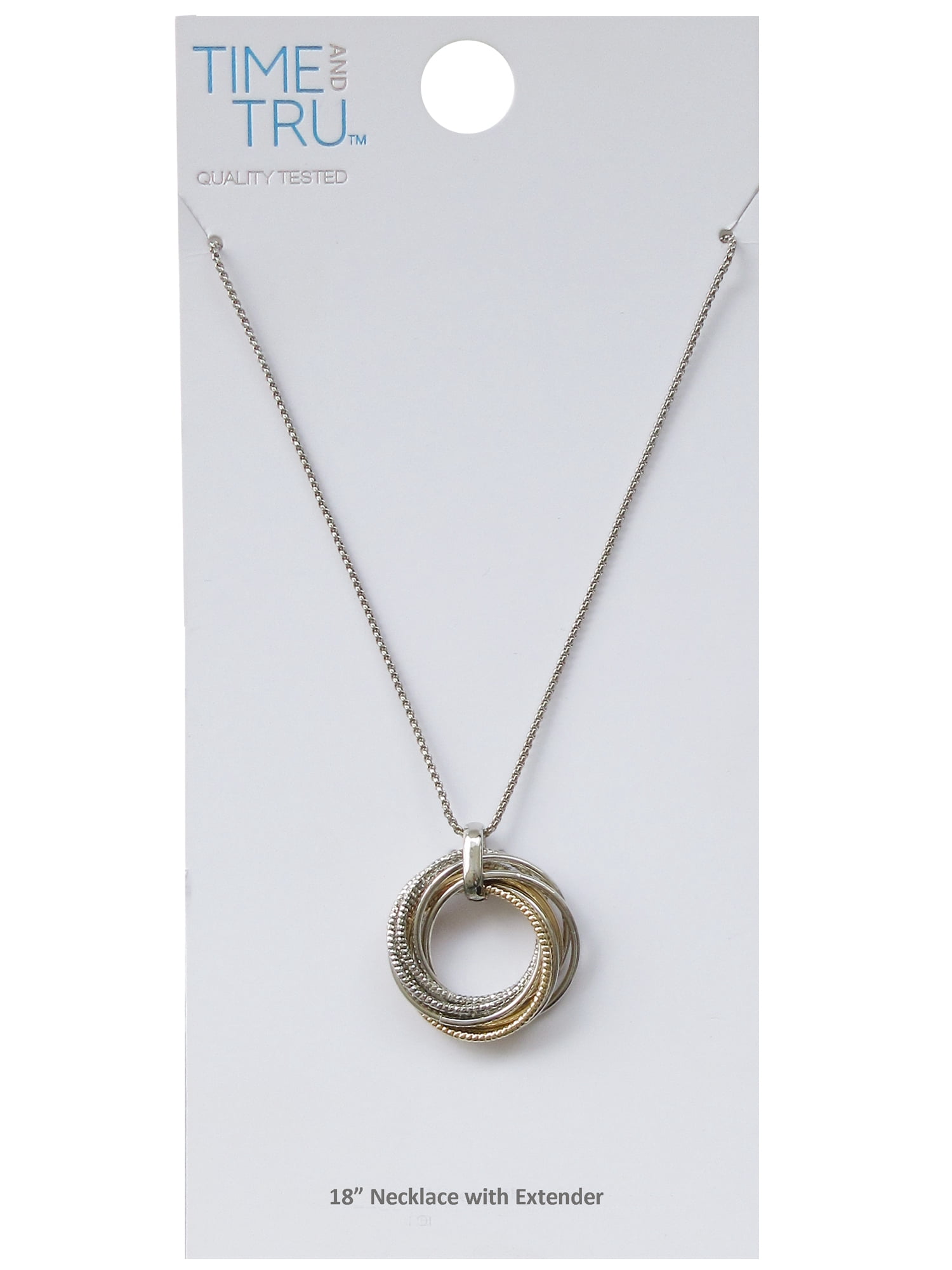 Time and Tru Women's Twisted Loops Pendant Necklace Iron/CZ