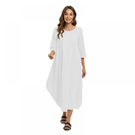 

Women s Cotton and Linen Casual Long Dress Retro Loose Long Dress