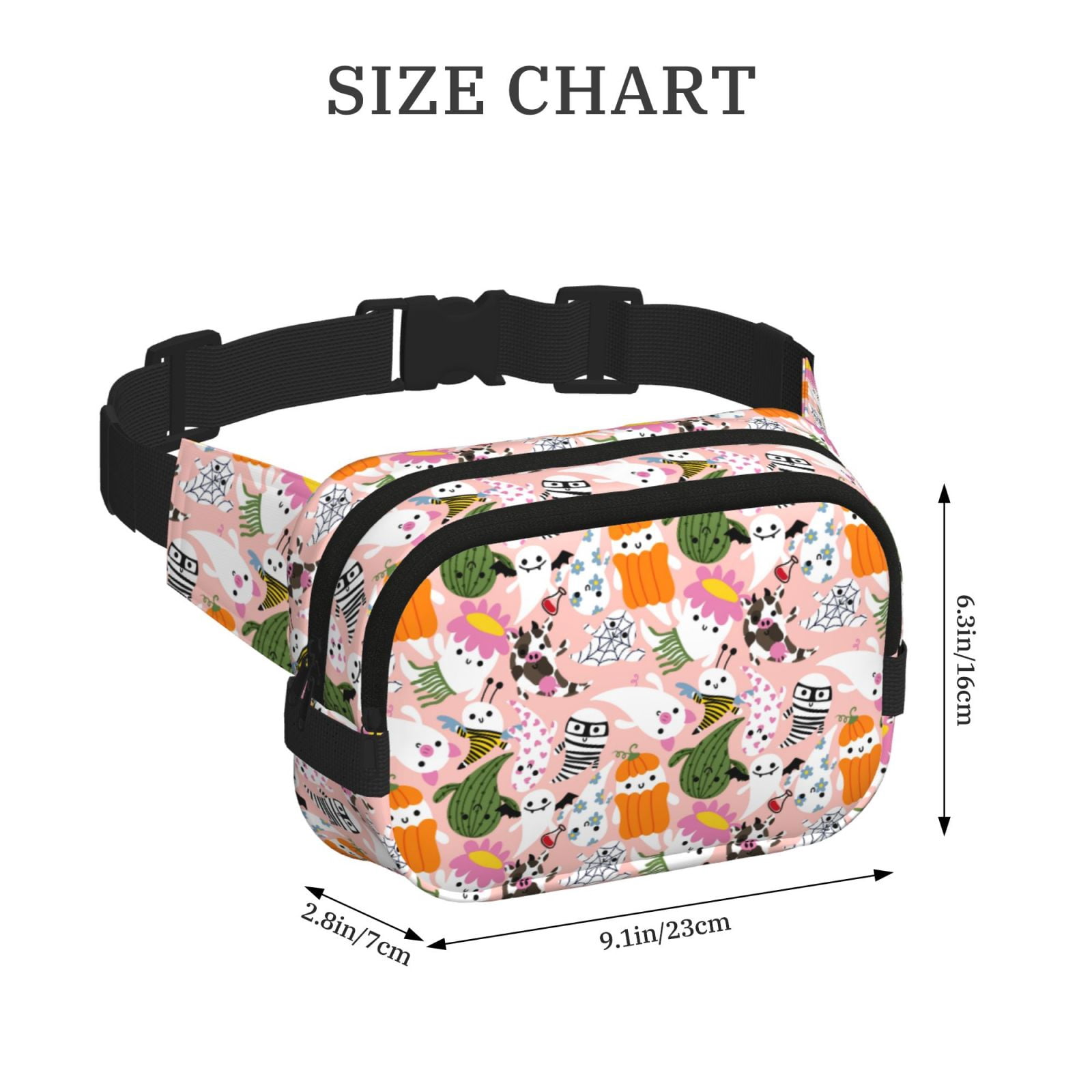 Kuqiui Cartoon Halloween Print Fanny Packs for Women Cross Body Waist Bag Fashionable Fanny Pack Designer Workout Hiking Waist Pack Running Travel Gym