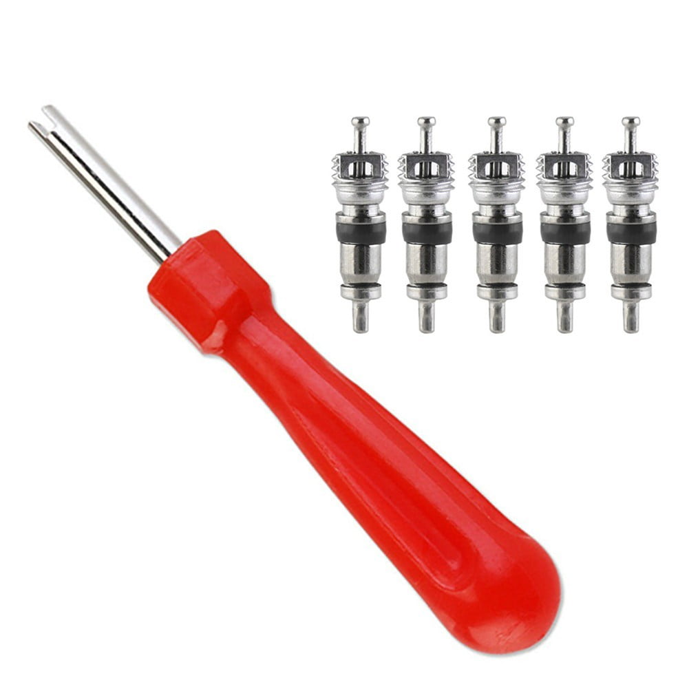 Car Tire Valve Core Repair And Extraction Tool With 5 Valve Cores