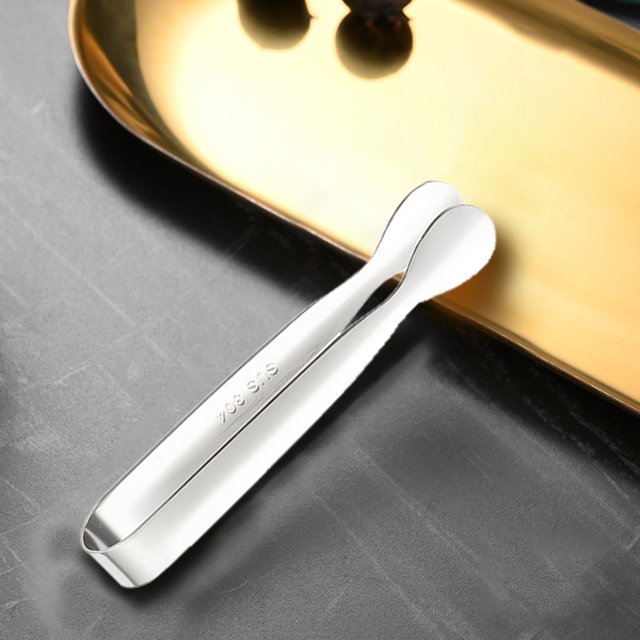 Basdi Pinces à Glace, 2 Pcs Pinces à Glace de Qualité Alimentaire - Design Épaissi Sans Bavure pour Cubes à Sucre et Cocktails / Pinces Résistantes à la Rouille, Pinces Alimentaires, Argent