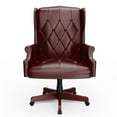 thumbnail image 2 of High Back Office Chair with Armrests, PU Leather Swivel Desk Chair with Wheels, Ergonomic Computer Chair with Adjustable Backrest, Burgundy, 2 of 9