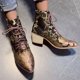 thumbnail image 5 of NECHOLOGY Botas Mujer Adulto Femenino Zapatos Botines de mujer Botas bordadas Zapatos Tacón en punta Botas de punta retro Mujer Botas de gamuza con cordones para mujer (Black, 5.5), 5 of 7