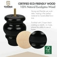 thumbnail image 2 of 4 inch / 9cm Wooden Furniture Legs, Pack of 4 Classic Black Solid Wood Turned DIY Replacement Bun Feet with M8 Hanger Bolts & T-Nuts for Sofa Couch Ottoman Cabinet Table Riser, 2 of 5