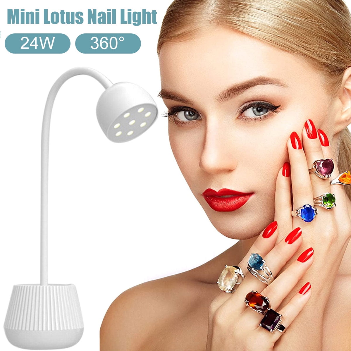 Niyofa Lotus Mini Nail Lamp with 360 Rotating Gooseneck 8 Light Beads