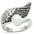 thumbnail image 1 of Alamode 3W191-5 Women Rhodium Brass Ring with Synthetic in White - Size 5, 1 of 1