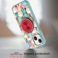 thumbnail image 3 of For iPhone 13/14 Metal Diamond CD Pattern Design Matte Finished Hybrid with Rotational Ring [Car Mount Friendly] Case - Cats, 3 of 4