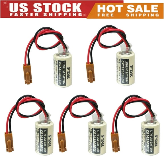 5-pack CR14250SE 3V 1800mAh Battery with Plug for FDK CR14250SE 1747-AB 1/2AA Battery CJ1W-BAT01 PLC non-rechargeable Battery