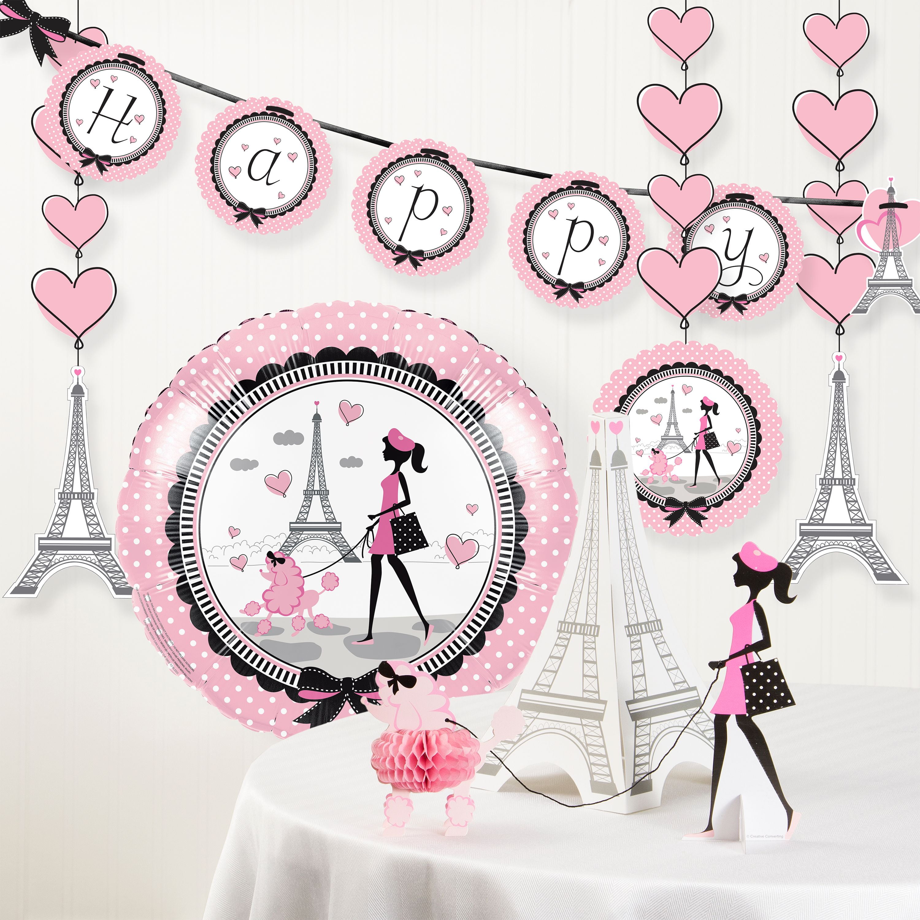 12 Ct for sale online Fun Express Pink Paris Party Hanging Swirl Decorations 