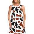 thumbnail image 1 of Fotbe Brown Black Cow Vestido de Verano sin Mangas para Mujer – Vestido Midi Línea A, Estilo Camiseta Floral, Vestido Playero Casual y Fluido, 1 of 7