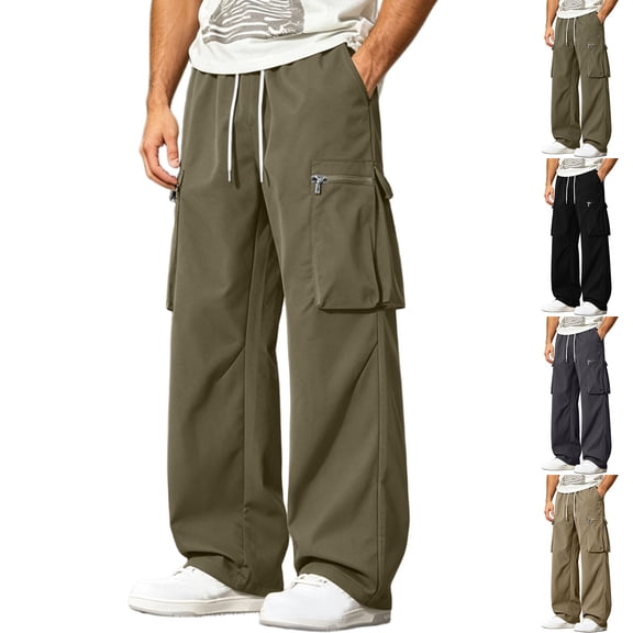 Daiosportswear Men's Streetwear Workwear Pants Loose Straight Leg Casual Daily Wear Trousers Khaki XL