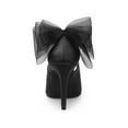 thumbnail image 2 of BLISSFUL STEP Women's Pointed Toe Bow Decor Stiletto Heel Pumps Black 7, 2 of 7