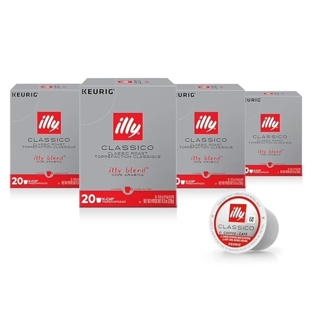 illy K-Cup Coffee Pods, Classico Medium Roast, 100% Arabica, 20 Ct, 4 Pack