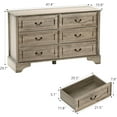 thumbnail image 2 of Farmhouse 6 Drawers Dresser for Bedroom, 47'' Wide Rustic chests of Drawers with Natural Texture, Wood Dresser Vintage Design, Storage Dressers Organizer, Grey, 2 of 7