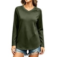thumbnail image 4 of jjayotai Womens T Shirts Long Sleeve V Neck Basic Tee Curved Hem Tops Casual Loose Fitted Soft Fall Tops Outfits, 4 of 6