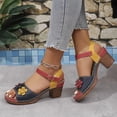 thumbnail image 2 of Dakaela Wedges Sandals for Women Dressy 2025 Open Toe Chunky Heeled Flower Shoes with Arch Support, 2 of 8