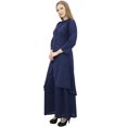 thumbnail image 6 of Phagun Solid Blue Indian Clothing Asymmetrical Kurta Kurti With Palazzo Pant-4, 6 of 6