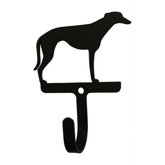 Metal Wall Hook with Greyhound Dog Accent, Small, Black