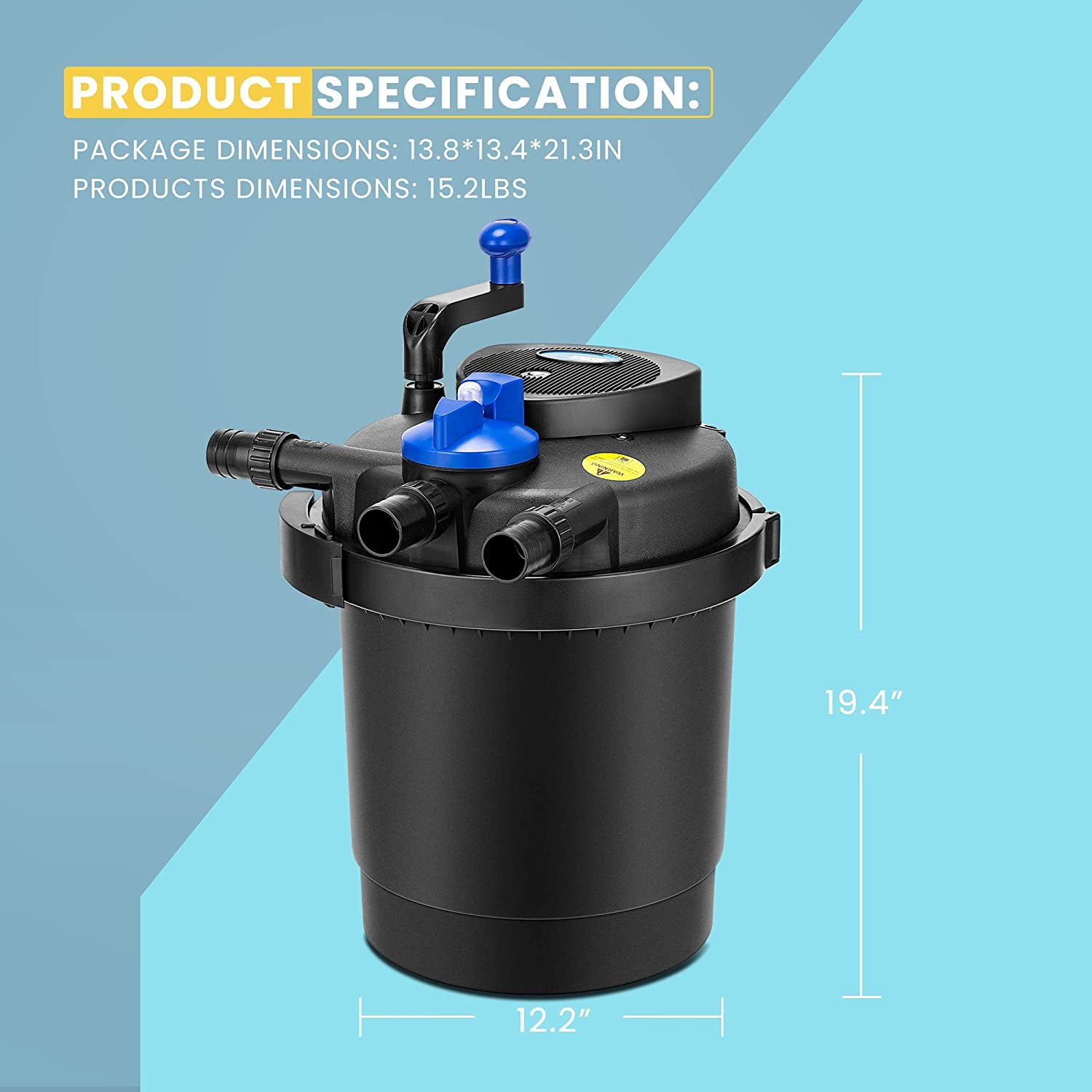 VIVOHOME Pressurized Biological Pond Filter with 13-Watt UV Light, up to 2100 Gallons