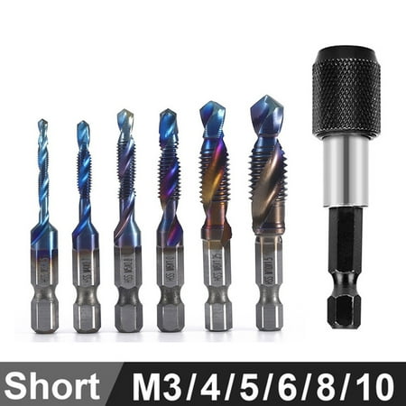 

LIKEM 7PC/SET Combination Drill Tap Bit HSS Screw Thread Metric Tapping for Deburring