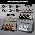 thumbnail image 4 of BeesClover Multi Guitar Stand, Folding 14 Standing Floor Multiple Guitars Display Rack, Adjustable Storage Holder With Soft Sponge Adjustable Height Double Tier Ukulele Stand, 4 of 6